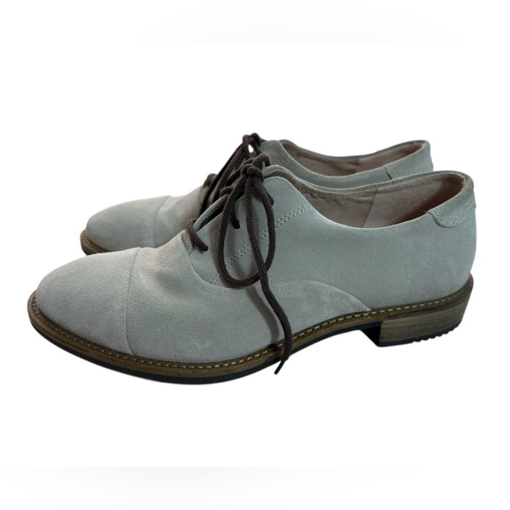 Ecco Gray Suede Lace-Up Tailored Lace up Oxford Shoes